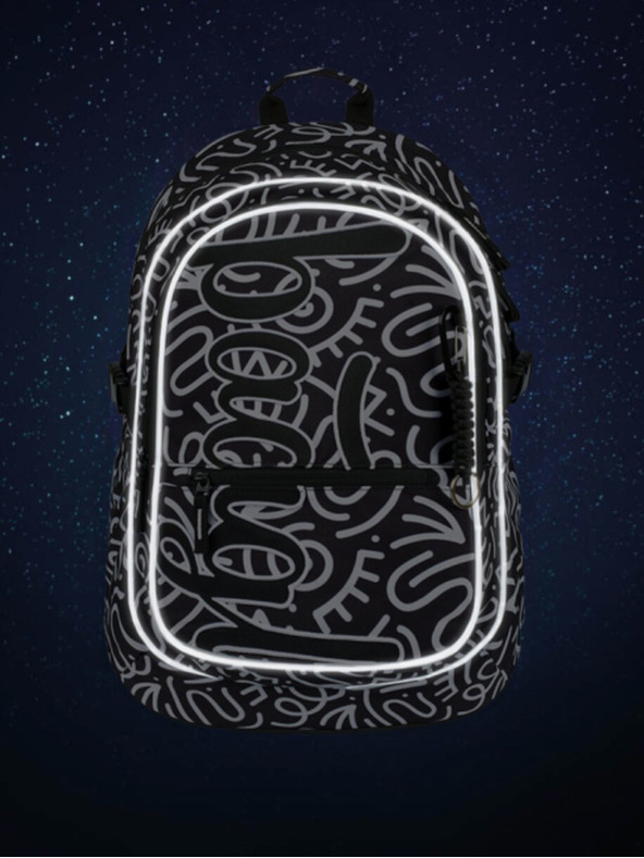 BAAGL  Černý vzorovaný školní set - batoh, penál, sáček Baagl Core Element