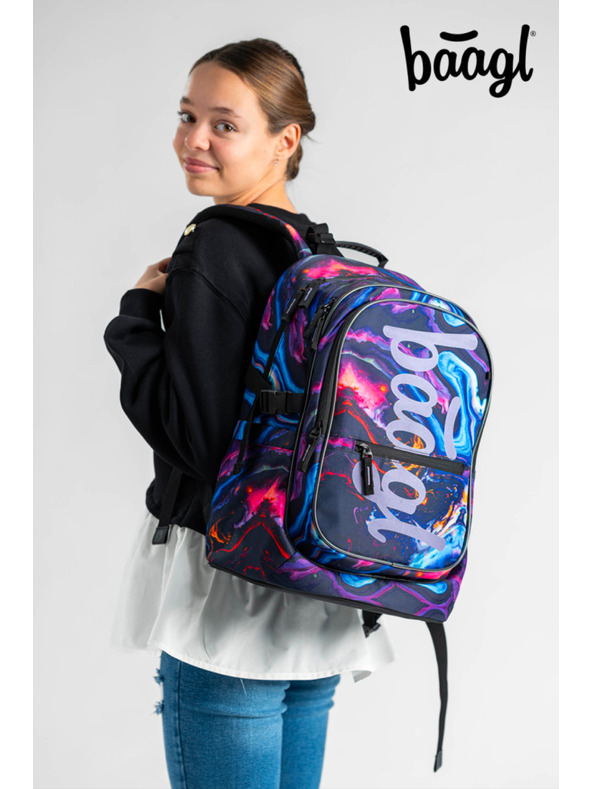BAAGL  Fialový školní set - batoh, penál, sáček Baagl Core Marble