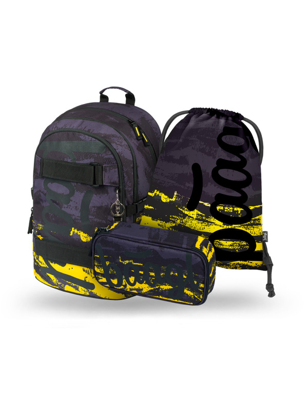 BAAGL  Šedý školní set - batoh, penál, sáček Baagl Skate Dune