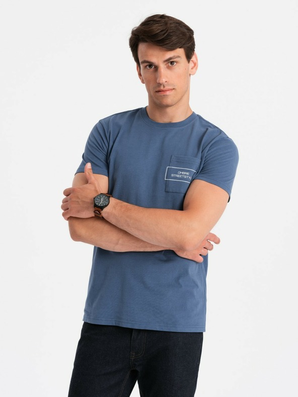 Ombre Clothing Pánské bavlněné tričko s potiskem kapes Ombre Streetstyle Ombre Clothing