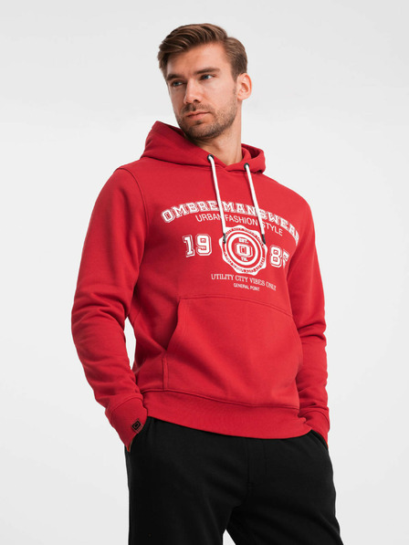 Ombre Clothing Pánská mikina s klokankou a potiskem Ombre Clothing
