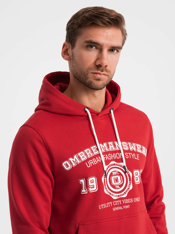 Ombre Clothing Pánská mikina s klokankou a potiskem Ombre Clothing