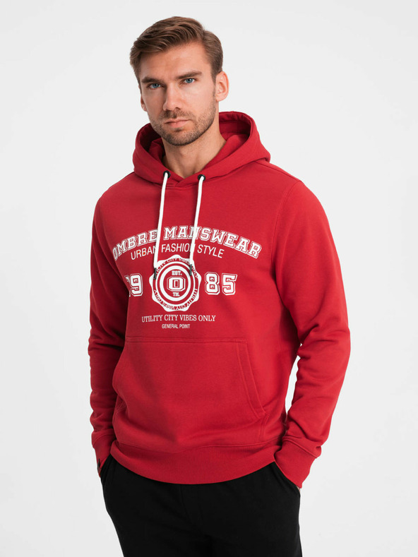 Ombre Clothing Pánská mikina s klokankou a potiskem Ombre Clothing