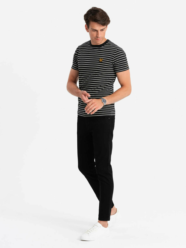 Ombre Clothing Pánské pruhované tričko s nášivkou Ombre Clothing