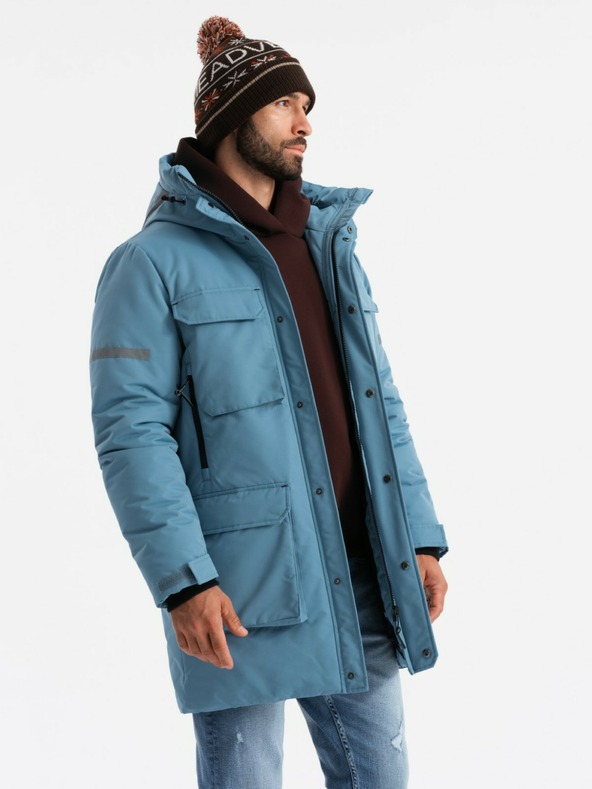 Ombre Clothing Pánská zateplená dlouhá bunda Ombre Clothing