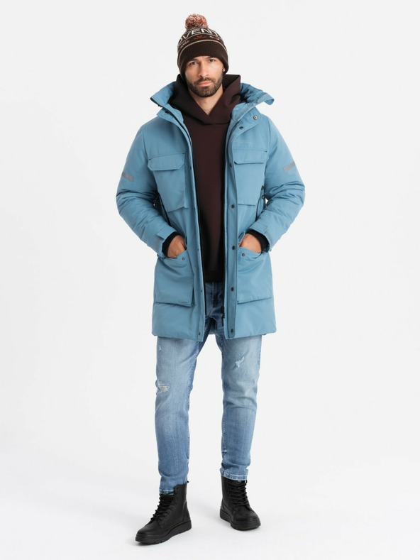 Ombre Clothing Pánská zateplená dlouhá bunda Ombre Clothing