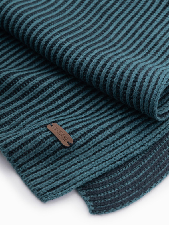 Ombre Clothing Pánská pletená dvoubarevná pruhovaná šála tmavě modrá Ombre Clothing