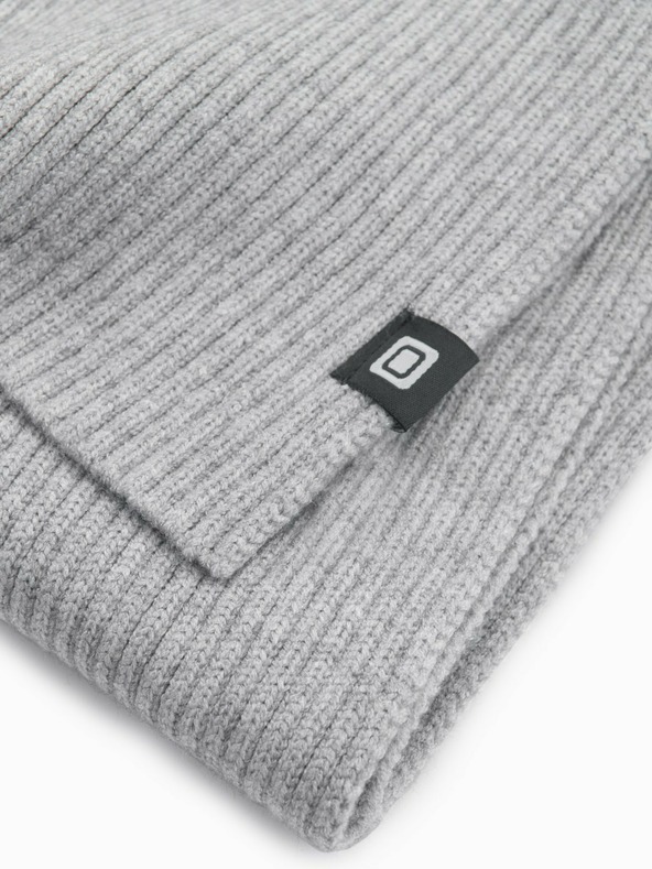 Ombre Clothing Pánská jednobarevná pletená šála s žebrováním šedá Ombre Clothing