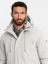 Ombre Clothing Pánská dlouhá klasická bunda parka krémová Ombre Clothing