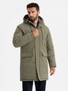 Ombre Clothing Pánská klasická dlouhá bunda parka olivová Ombre Clothing