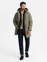 Ombre Clothing Pánská klasická dlouhá bunda parka olivová Ombre Clothing
