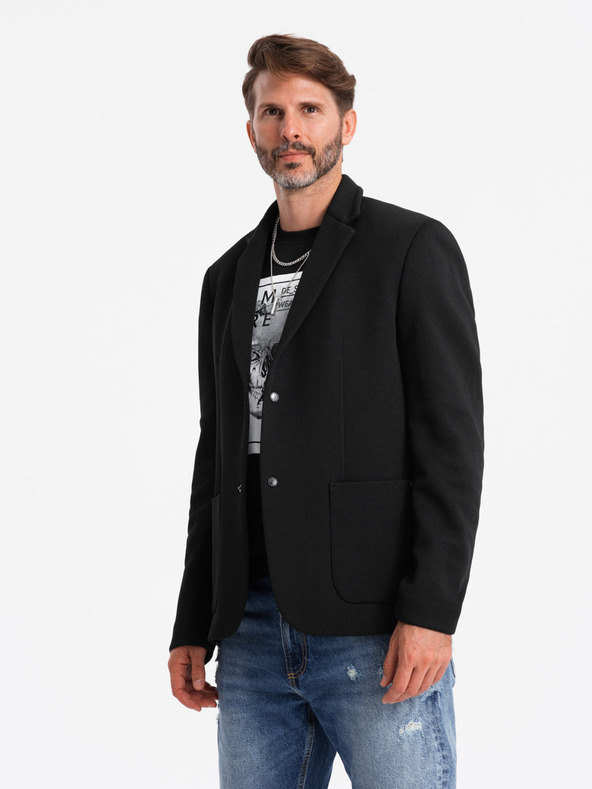 Ombre Clothing Pánská bunda s vysokým límcem a kapucí černá Ombre Clothing