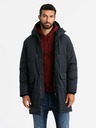 Ombre Clothing Klasická dlouhá pánská bunda parka černá Ombre Clothing