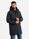 Ombre Clothing Klasická dlouhá pánská bunda parka černá Ombre Clothing