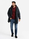 Ombre Clothing Klasická dlouhá pánská bunda parka černá Ombre Clothing