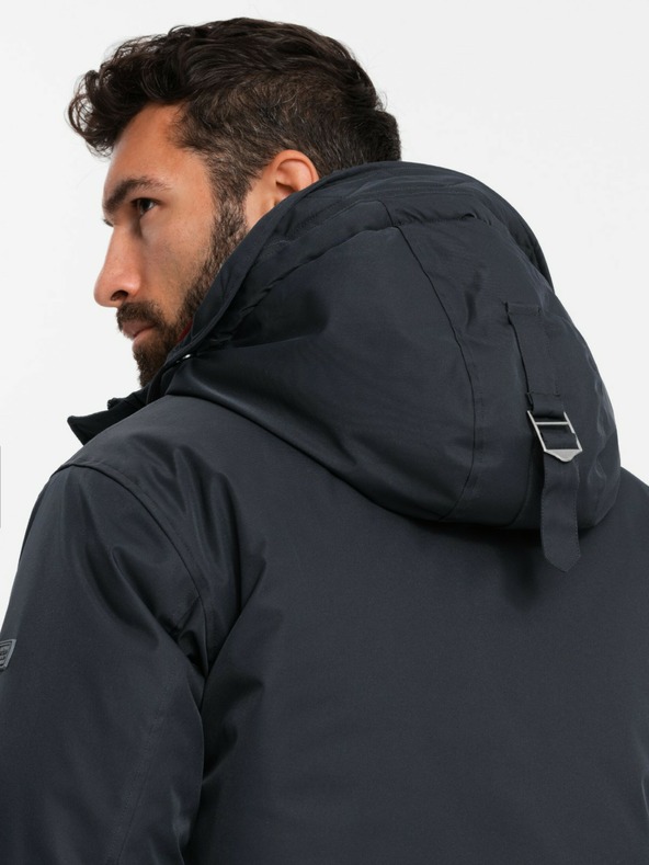 Ombre Clothing Klasická dlouhá pánská bunda parka černá Ombre Clothing