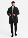 Ombre Clothing Pánský kabát s vysokým límcem a asymetrickým zapínáním černý Ombre Clothing
