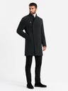 Ombre Clothing Pánský kabát s vysokým límcem a asymetrickým zapínáním černý Ombre Clothing