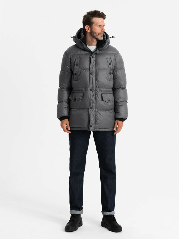 Ombre Clothing Pánská dlouhá bunda s kapsami Ombre Clothing