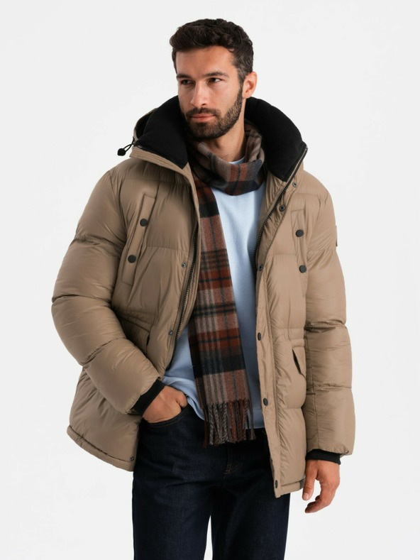 Ombre Clothing Pánská dlouhá bunda s kapsami Ombre Clothing