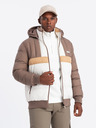 Ombre Clothing Pánská barevná retro sportovní bunda béžová a bílá Ombre Clothing