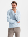 Ombre Clothing Pánský melanžový strukturovaný pletený svetr modrý Ombre Clothing