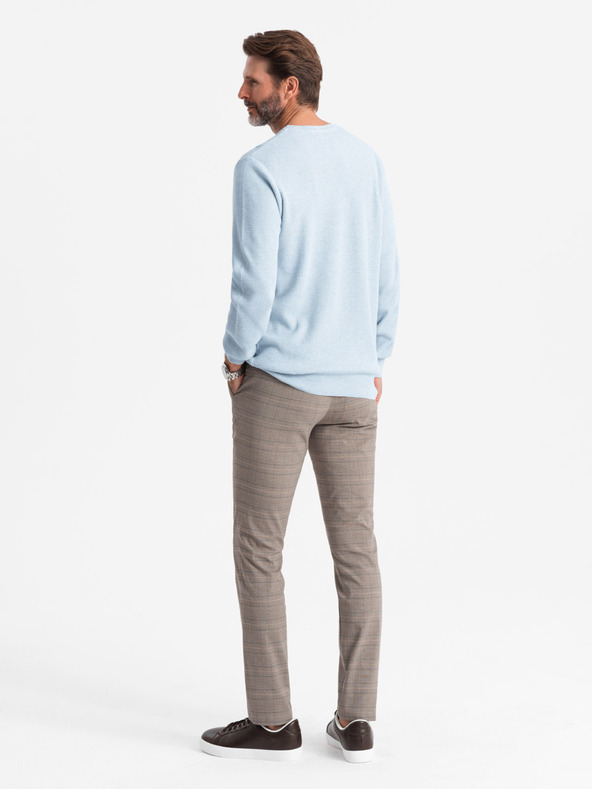 Ombre Clothing Pánský melanžový strukturovaný pletený svetr modrý Ombre Clothing