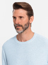 Ombre Clothing Pánský melanžový strukturovaný pletený svetr modrý Ombre Clothing