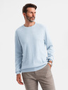 Ombre Clothing Pánský melanžový strukturovaný pletený svetr modrý Ombre Clothing