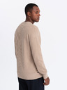 Ombre Clothing Pánský melanžový strukturovaný pletený svetr pískový Ombre Clothing