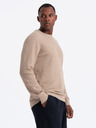 Ombre Clothing Pánský melanžový strukturovaný pletený svetr pískový Ombre Clothing