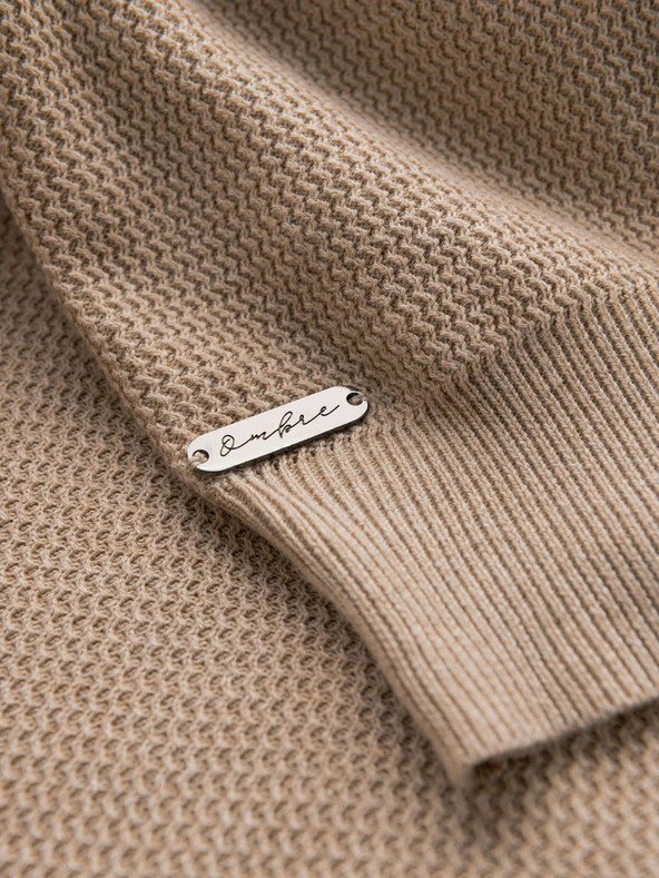 Ombre Clothing Pánský melanžový strukturovaný pletený svetr pískový Ombre Clothing