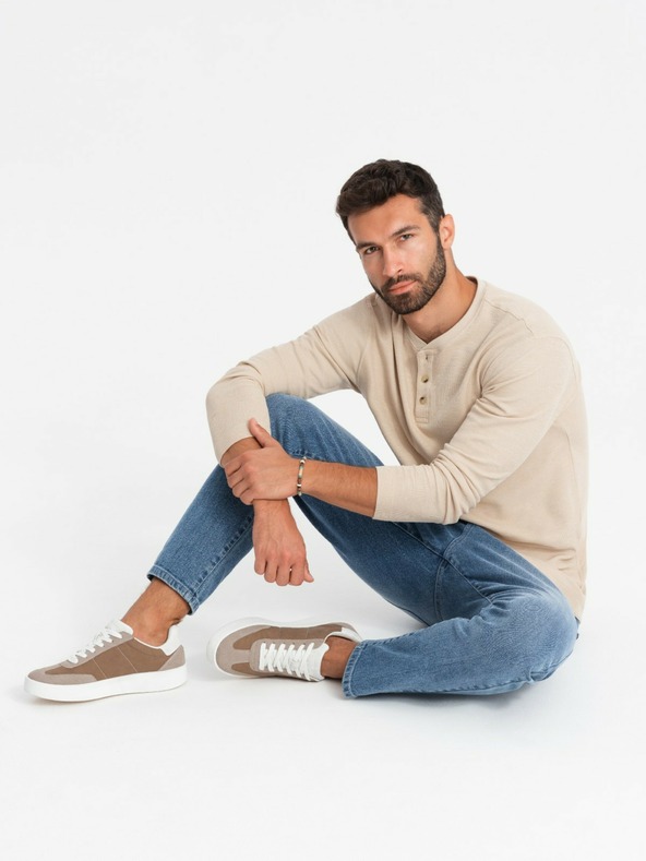 Ombre Clothing Oldschoolové pánské tenisky na hrubé podrážce světle hnědé Ombre Clothing