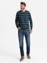 Ombre Clothing Pánský ležérní svetr s vodorovnými pruhy tmavě modrý Ombre Clothing