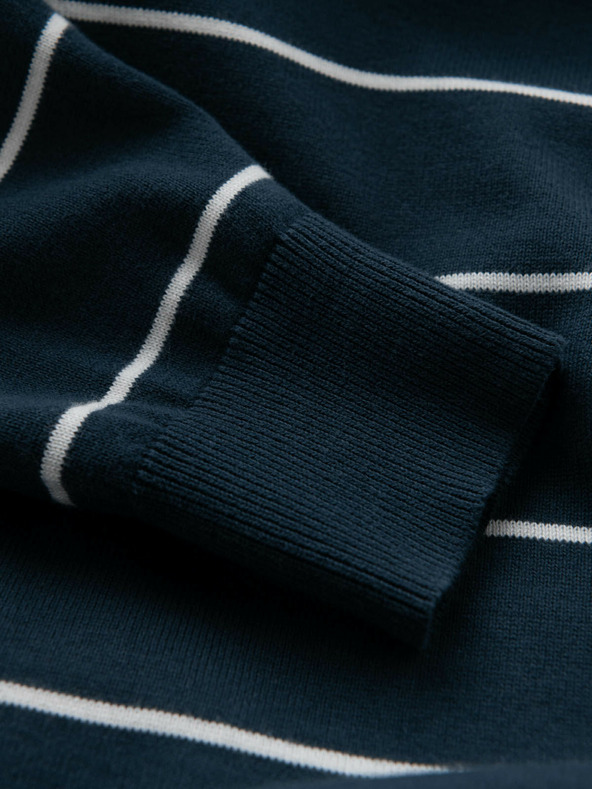 Ombre Clothing Pánský ležérní svetr s vodorovnými pruhy tmavě modrý Ombre Clothing