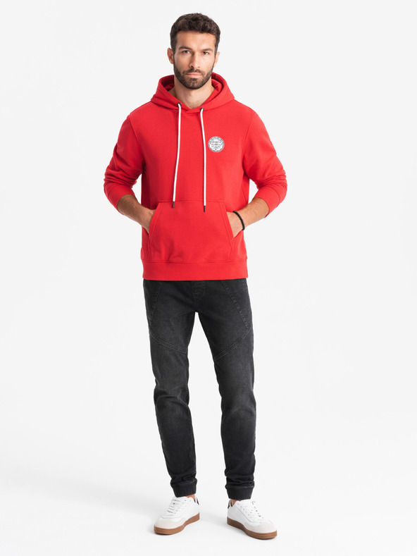 Ombre Clothing Pánské džínové tepláky s asymetrickým prošíváním černé Ombre Clothing