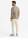 Ombre Clothing Pánské pletené tepláky s cargo kapsami krémové Ombre Clothing