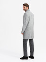 Ombre Clothing Elegantní pánský dvouřadý kabát ve tvaru rybí kosti šedý Ombre Clothing