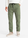 Ombre Clothing Pánské pletené tepláky s kapsami olivové Ombre Clothing