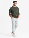 Ombre Clothing Pánské pletené tepláky se záhyby světle šedé Ombre Clothing