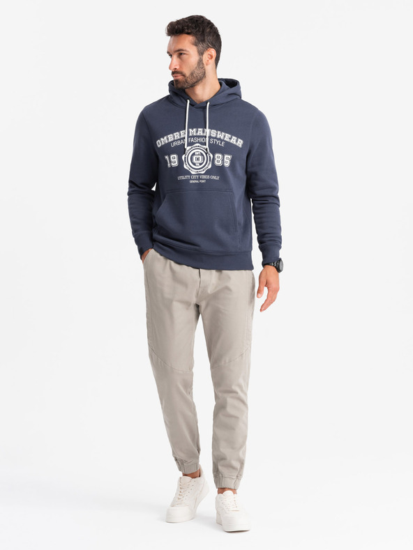 Ombre Clothing Pánské pletené tepláky se záhyby šedé Ombre Clothing