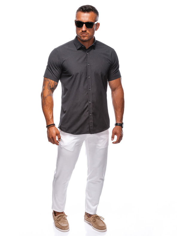 Edoti EDOTI Pánská košile s krátkým rukávem, černé