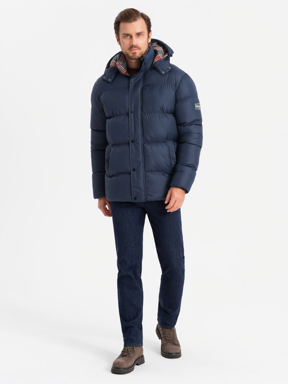 Ombre Clothing Pánská bunda s kostkovanou podšívkou Ombre Clothing