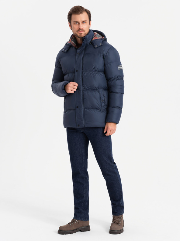 Ombre Clothing Pánská bunda s kostkovanou podšívkou Ombre Clothing