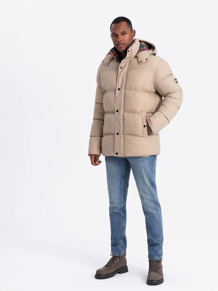 Ombre Clothing Pánská bunda s kostkovanou podšívkou Ombre Clothing