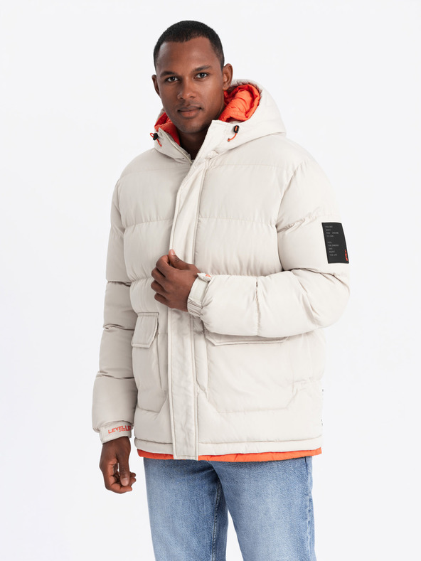 Ombre Clothing Pánská sportovní teplá bunda s dvojitou kapucí Ombre Clothing