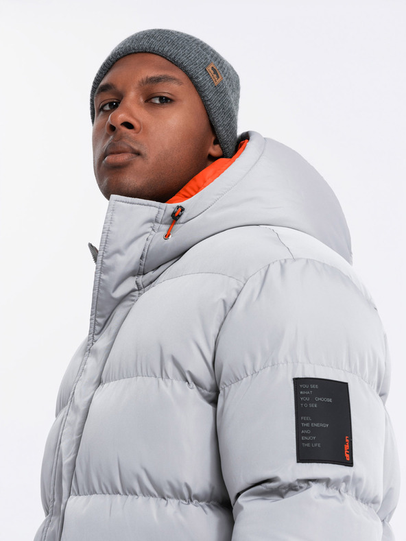 Ombre Clothing Pánská sportovní teplá bunda s dvojitou kapucí Ombre Clothing