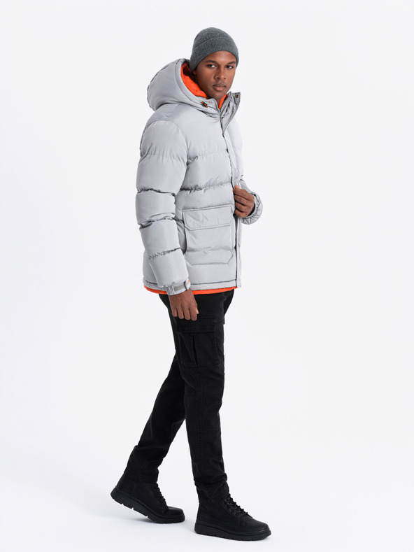 Ombre Clothing Pánská sportovní teplá bunda s dvojitou kapucí Ombre Clothing