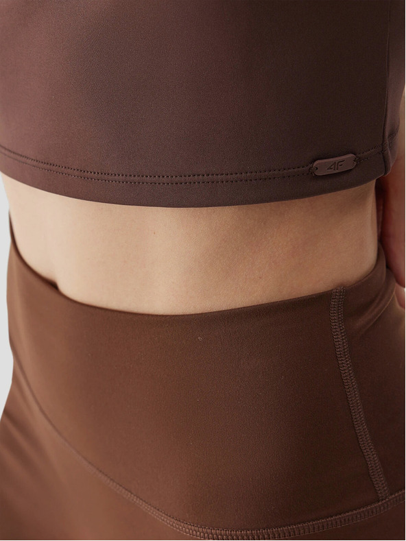 4F Dámský crop top na jógu z recyklovaných materiálů 4F - hnědý