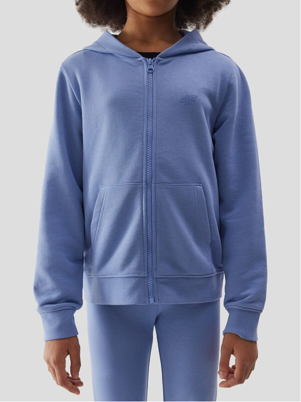 4F Dívčí tepláková rozepínací mikina s kapucí 4F - tmavě modrá